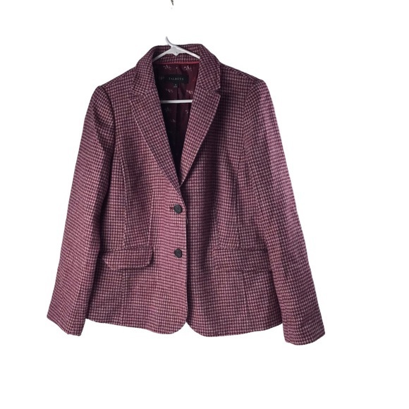 Talbots Pink Shetland wool houndstooth jacket blazer size 10 , NWOT - Picture 4 of 8